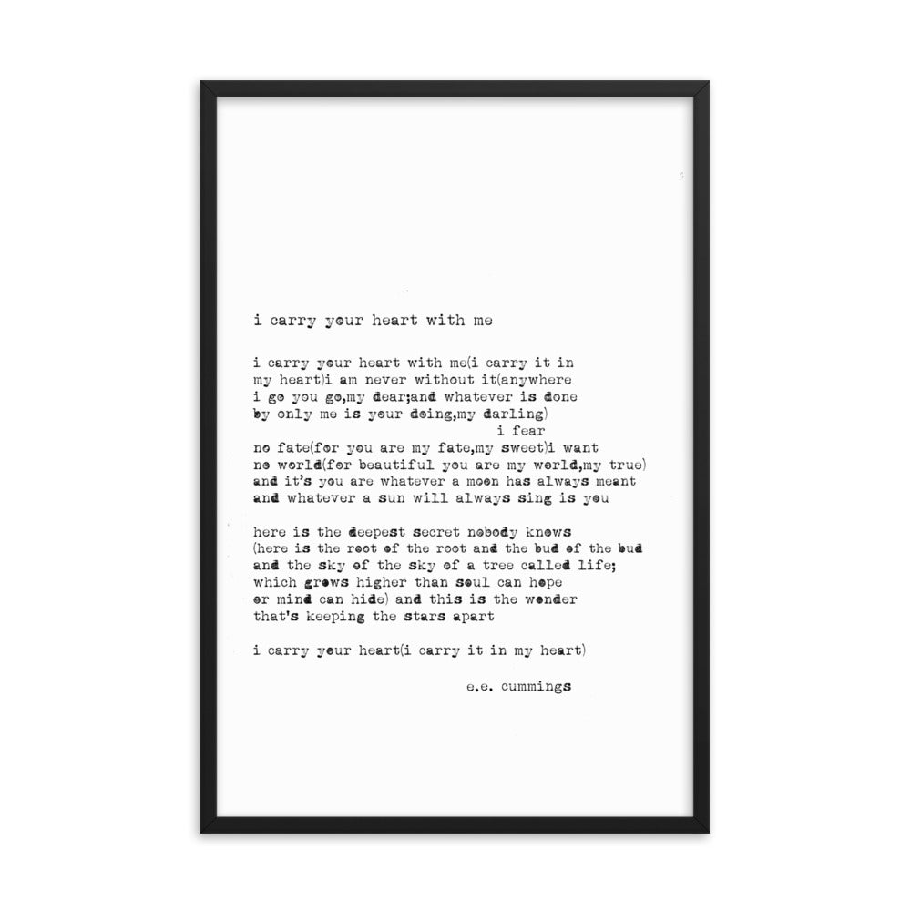 I Carry Your Heart With Me, Poetry, Romantic, Literature, Typewriter Style Fine Art Print