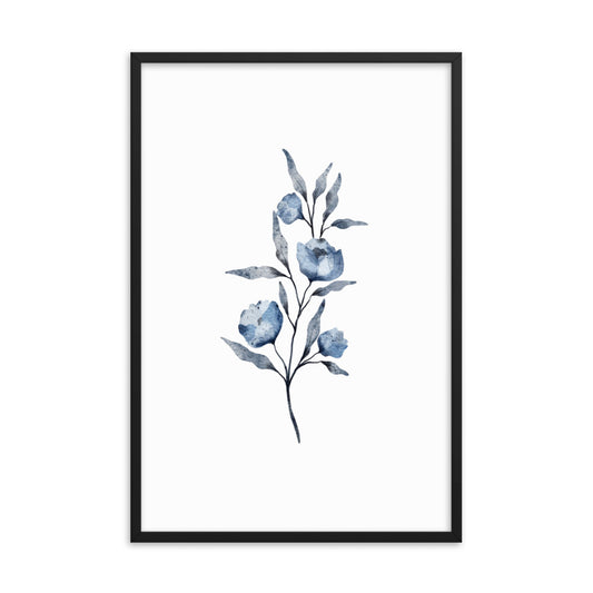 Blue Watercolor, Modern Farmhouse Style, Botanical #6 Fine Art Print