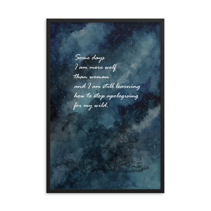 More Wolf than Woman, Literature, Poetry Motivational Quote, Fine Art Print